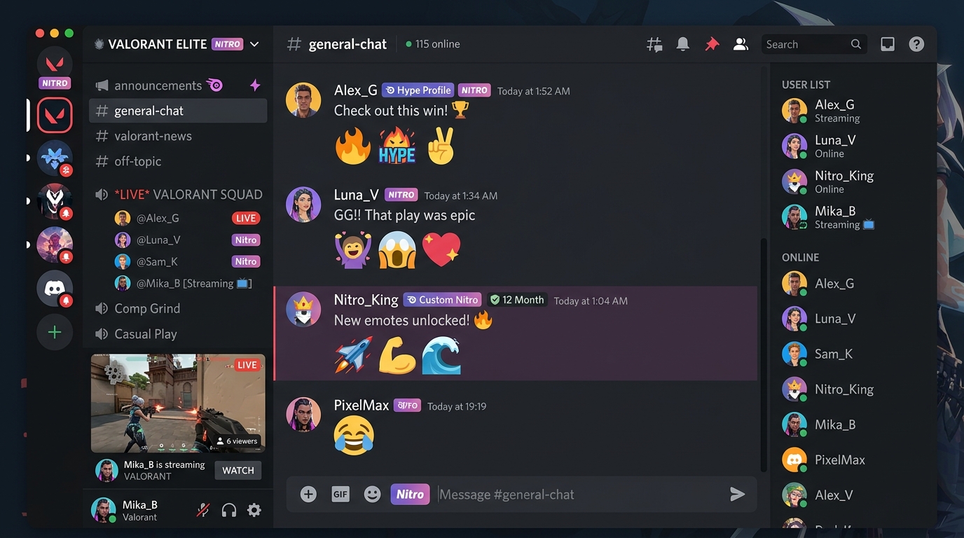 Discord Nitro 1 Year + 2 Boosts interface preview