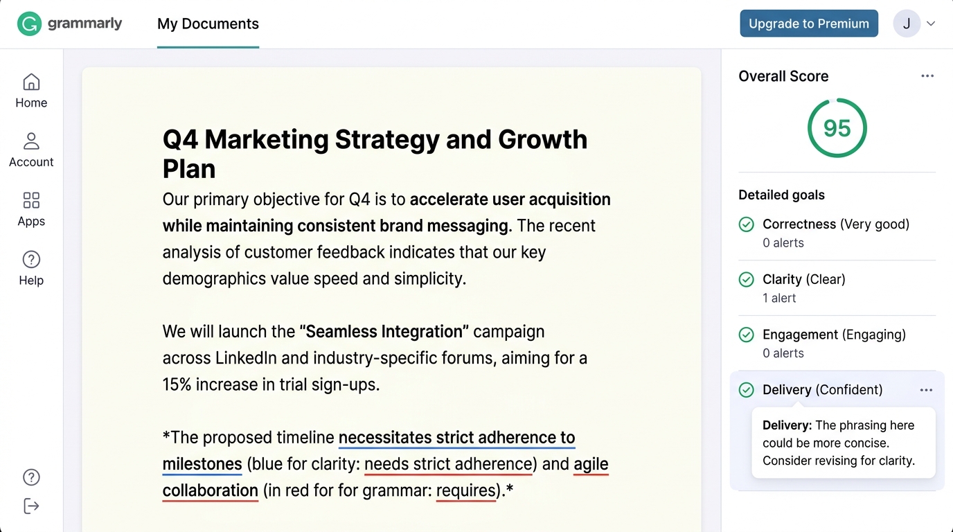 Grammarly Premium 1 Year interface preview